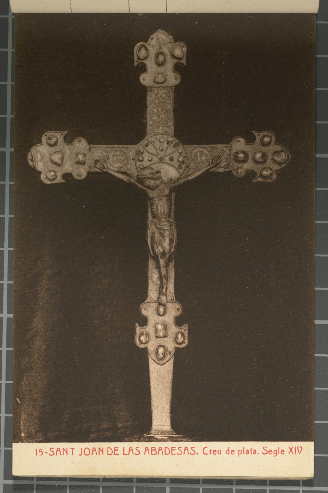Desconegut, 15 -Sant Joan de las Abadesas. Creu de plata. Segle XIV