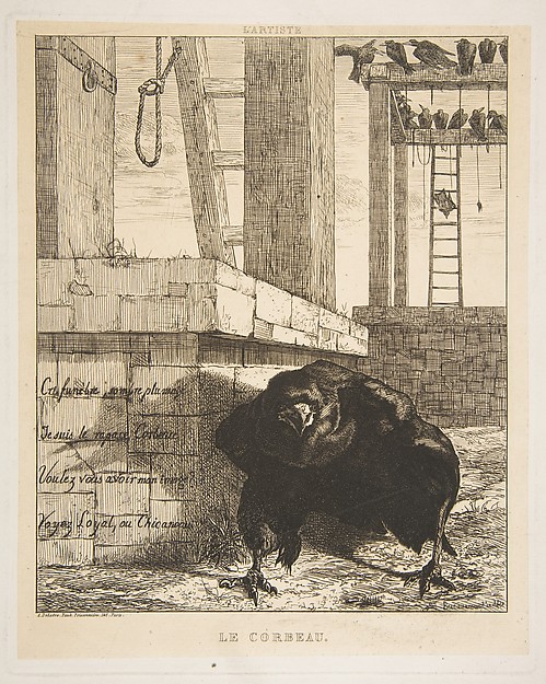 Félix Bracquemond, Le Corbeau, from "L'Artiste"