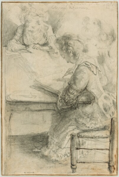 Gabriel Jacques de Saint-Aubin, Three Young Women Drawing at a Table