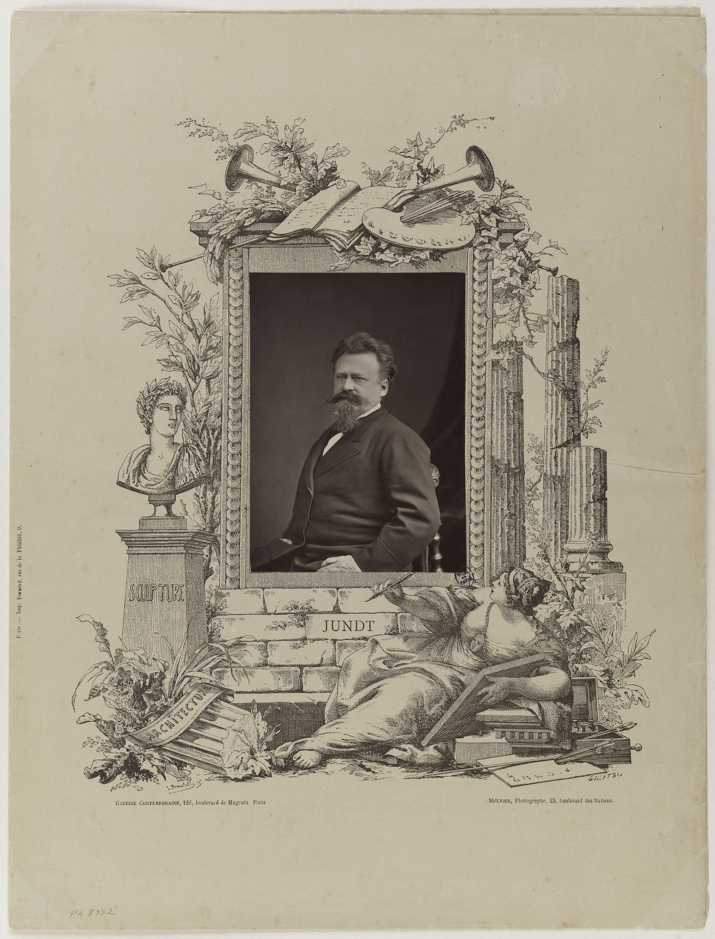 Ferdinand Mulnier, Portrait de Gustave Adolphe Jundt (1830-1884), peintre, dans la série Galerie Contemporaine.