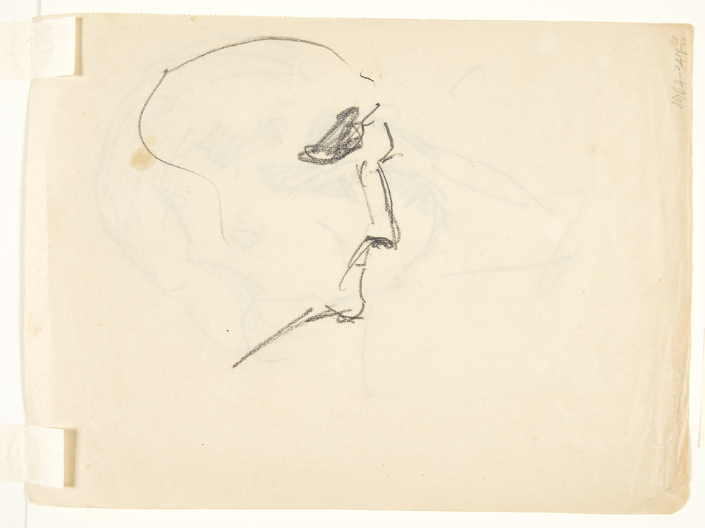 Edvard Weie, Portræt af kunstnerens hustru, malerinden Agnes Weie (1878-1964), profil mod højre