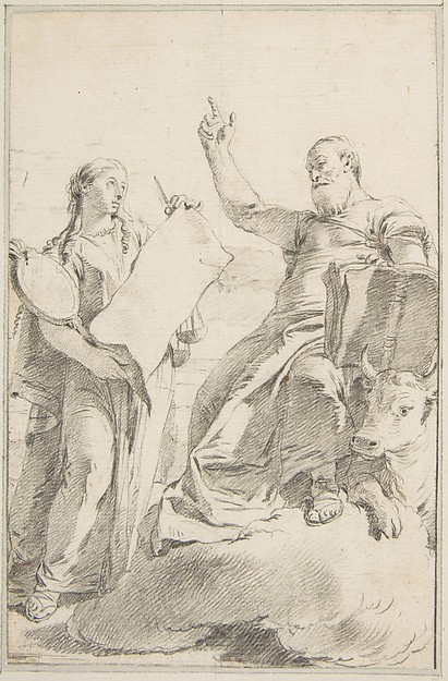 Giovanni Battista Tiepolo, Illustration for a Book: Saint Luke with a Female Allegorical Figure