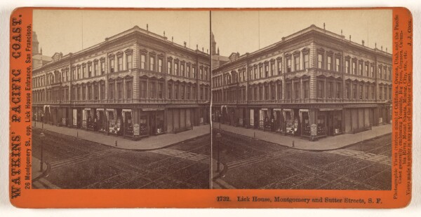 Carleton Watkins, Lick House, Montgomery and Sutter Streets, S.F.