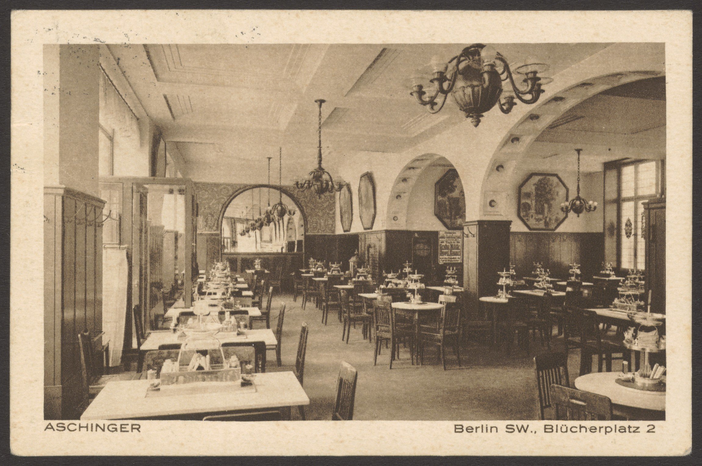 Vereinigte Kunstanstalten J. Bargou Söhne, Ansichtskarte Restaurant "Aschinger", Blücherplatz 2