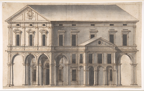 Anonymous, Italian, 16th century, Project for a Public Building on a Square
