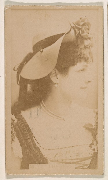 Kinney Brothers Tobacco Company, Actress in profile wearing hat with blossoms, from the Actresses series (N245) issued by Kinney Brothers to promote Sweet Caporal Cigarettes
