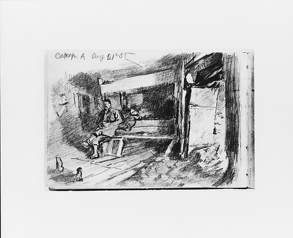 William Trost Richards, Camp A Aug 21 1885: Onterior with Seated Figure (from Sketchbook X)
