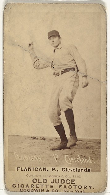 Goodwin & Company, Flanigan, Pitcher, Cleveland, from the Old Judge series (N172) for Old Judge Cigarettes