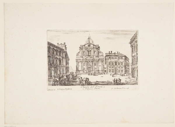 Giovanni Battista Piranesi, Gesù-kirken. 1. Casa Profesa. 2. Palazzo Altieri. 3. Palazzo Petroni