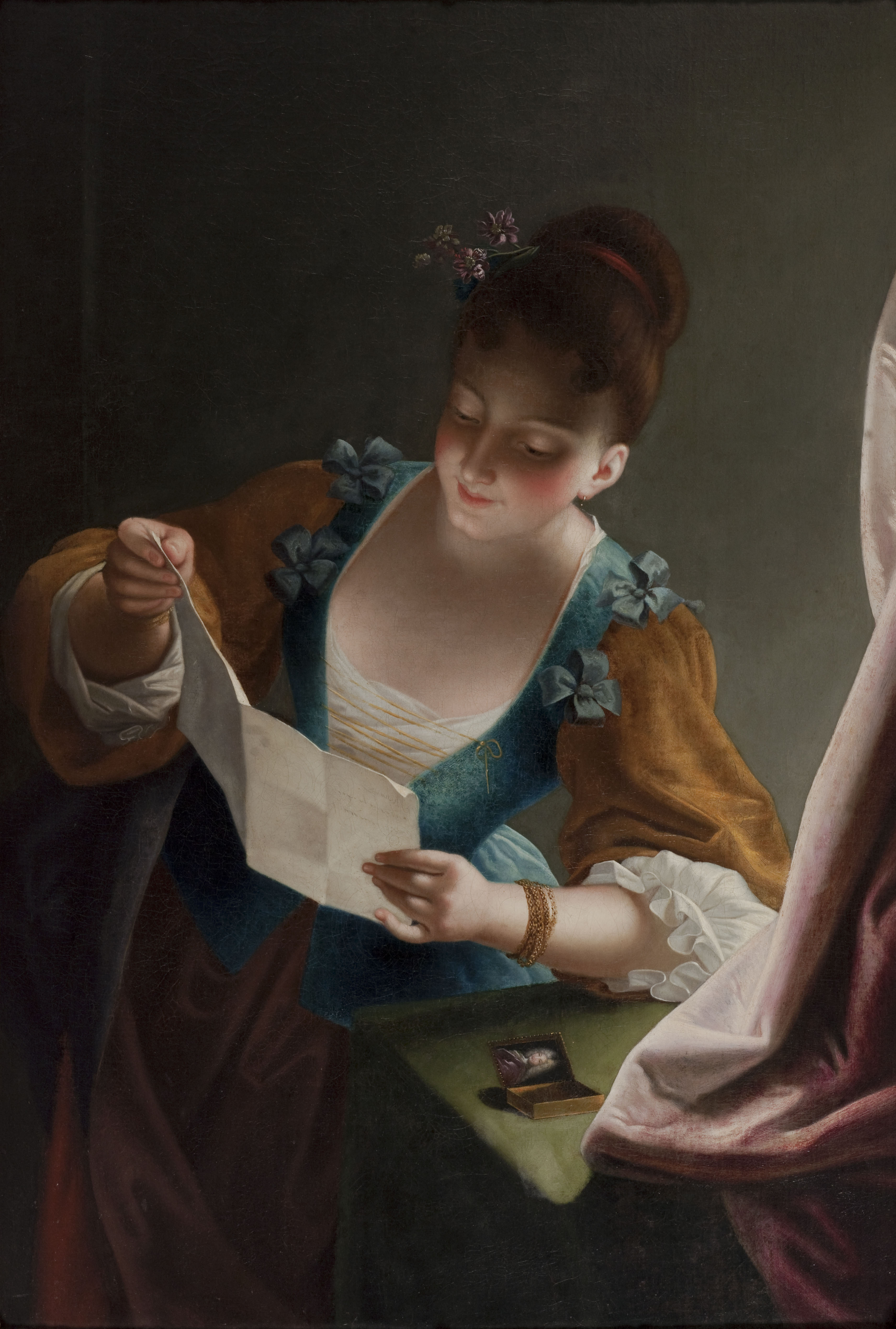 Anonyme, Jeune femme lisant une lettre, d'après Raoux