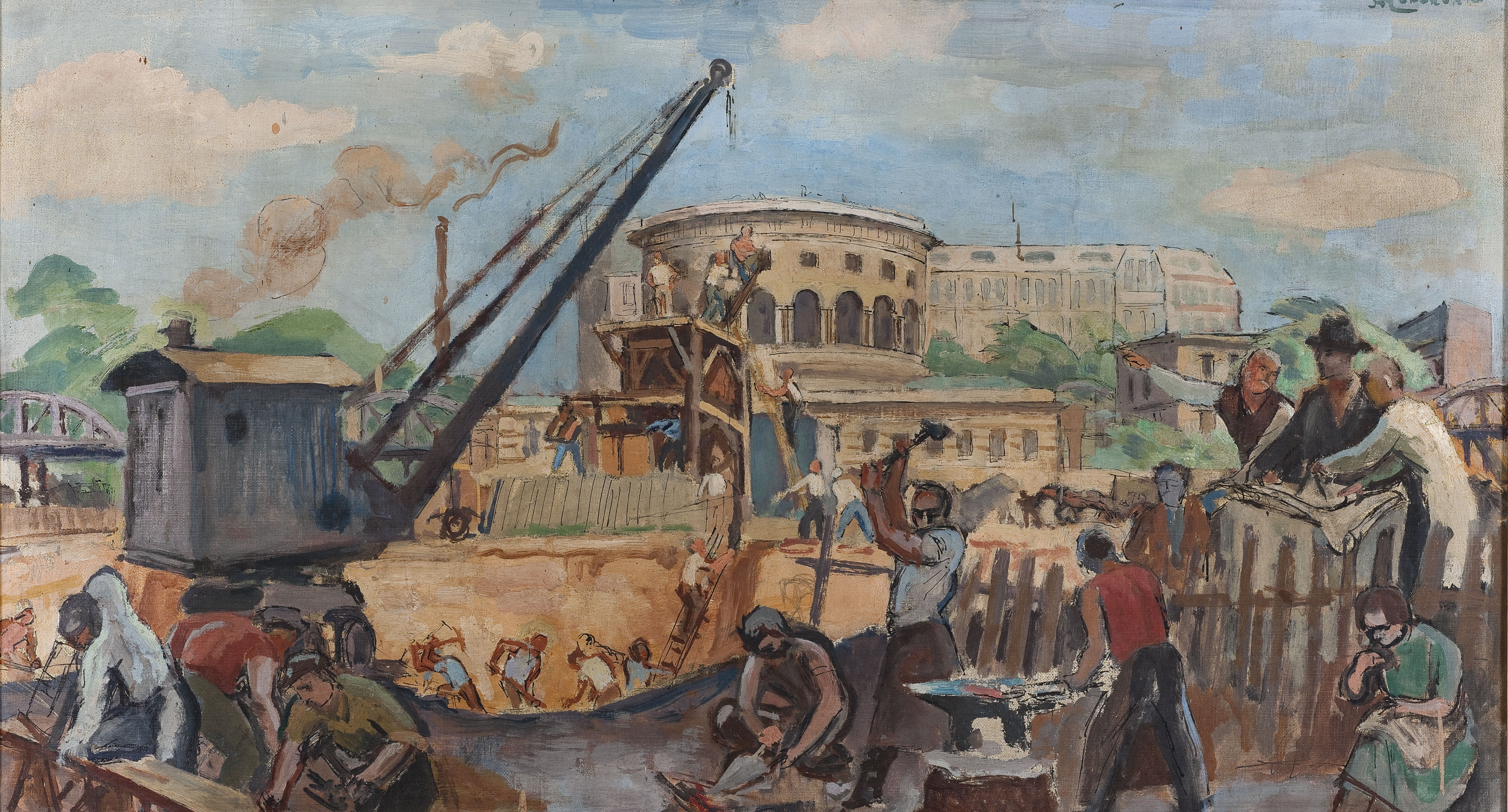 Jean Marchand, Le Travail : Esquisse pour le préau de l'école des garçons de l'avenue Simon-Bolivar, 19ème arrondissement de Paris