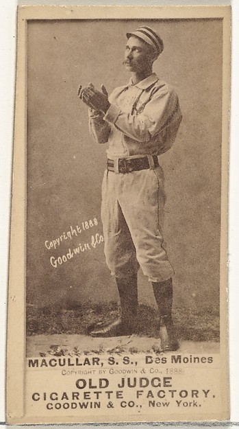Goodwin & Company, James F. "Jimmy" Macullar, Shortstop, Des Moines Prohibitionists, from the Old Judge series (N172) for Old Judge Cigarettes