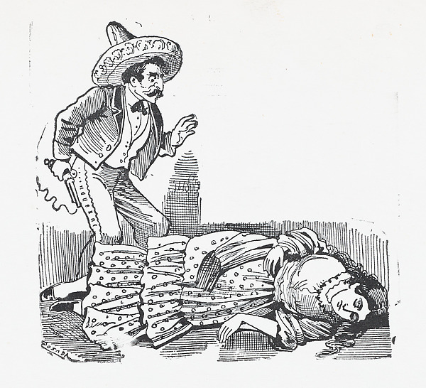 José Guadalupe Posada, A man with a gun standing over a woman he has just shot