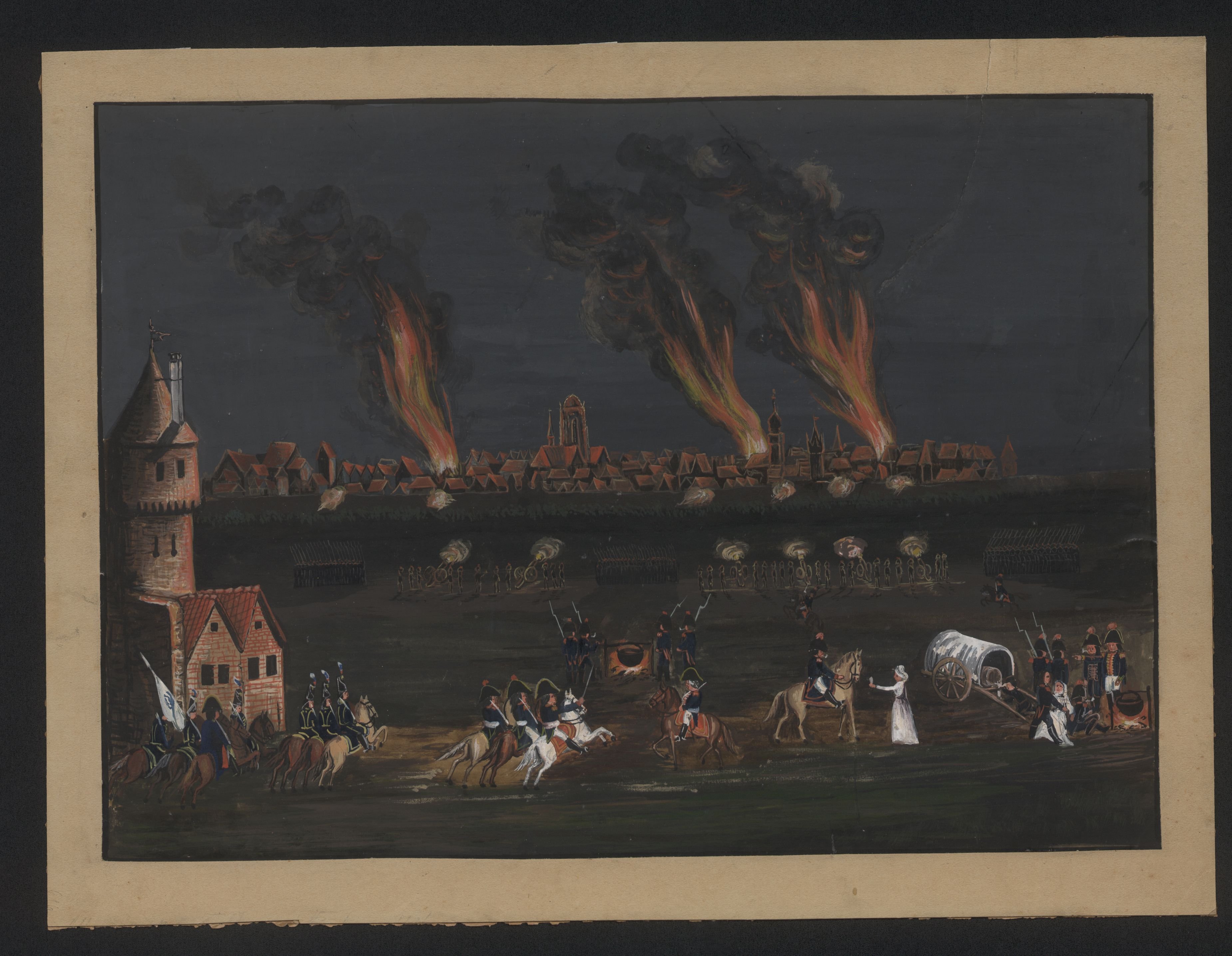 Unknown artist, Die Beschießung von Frankfurt am Main durch französische Truppen 1796