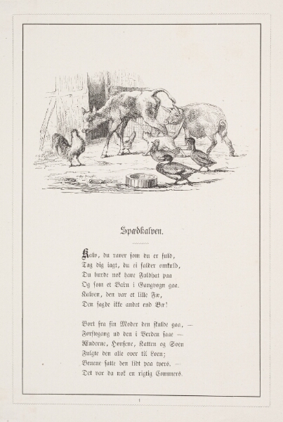 H.P. Hansen, Spædkalven. Illustration til H.V. Kaalund, "Fabler for Børn"