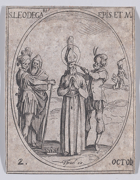 Jacques Callot, S. Léger, évêque et martyr (St. Leger, Bishop and Martyr), October 2nd, from "Les Images De Tous Les Saincts et Saintes de L'Année" (Images of All of the Saints and Religious Events of the Year)
