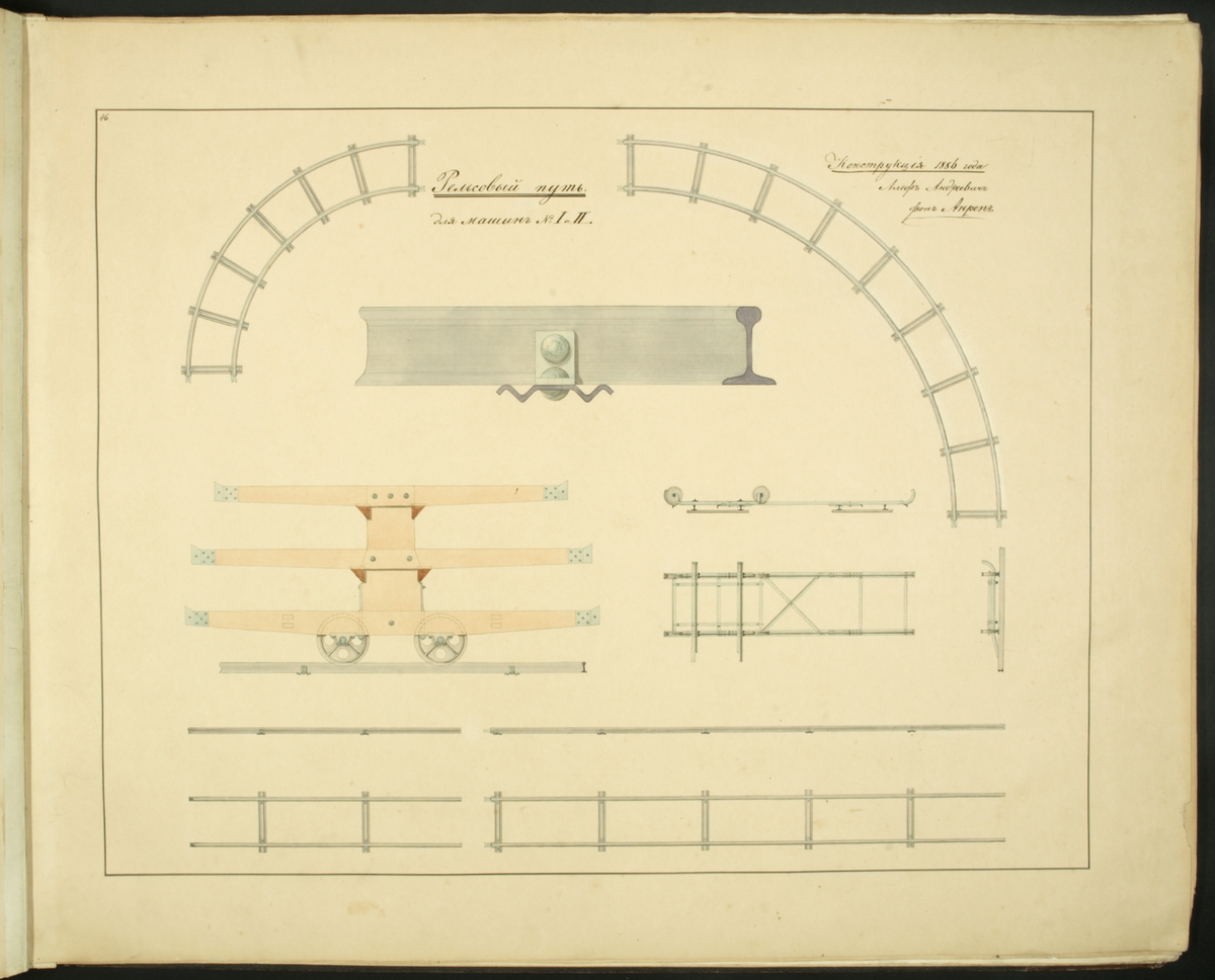 Unknown artist, Skiss på ryska , ur boken med ritningar mm 1868-1887, av den svenske torvmaskinkonstruktören Aleph Anrep.