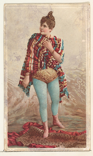 W. Duke, Sons & Co., Actress wearing blanket and standing on fur rug, from Stars of the Stage, Second Series (N130) issued by Duke Sons & Co. to promote Honest Long Cut Tobacco