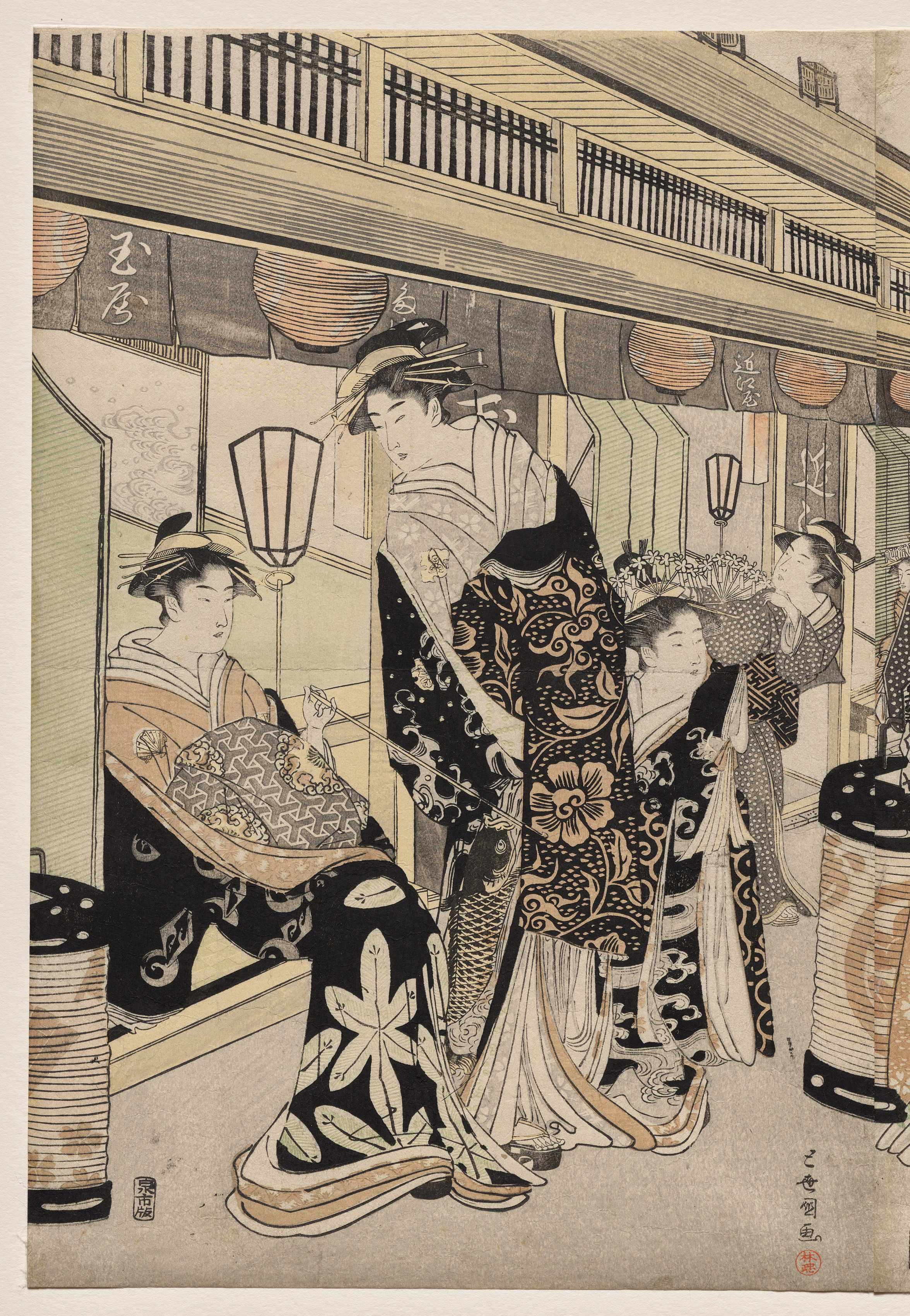Utagawa Toyokuni, Courtesans Promenading on the Nakanochō
