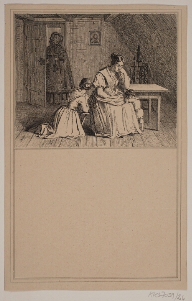 Adolph Kittendorff, En fattig familie. Nr. 25 i Chr. Winther og M. Rørbye, "25 Billeder for små børn"