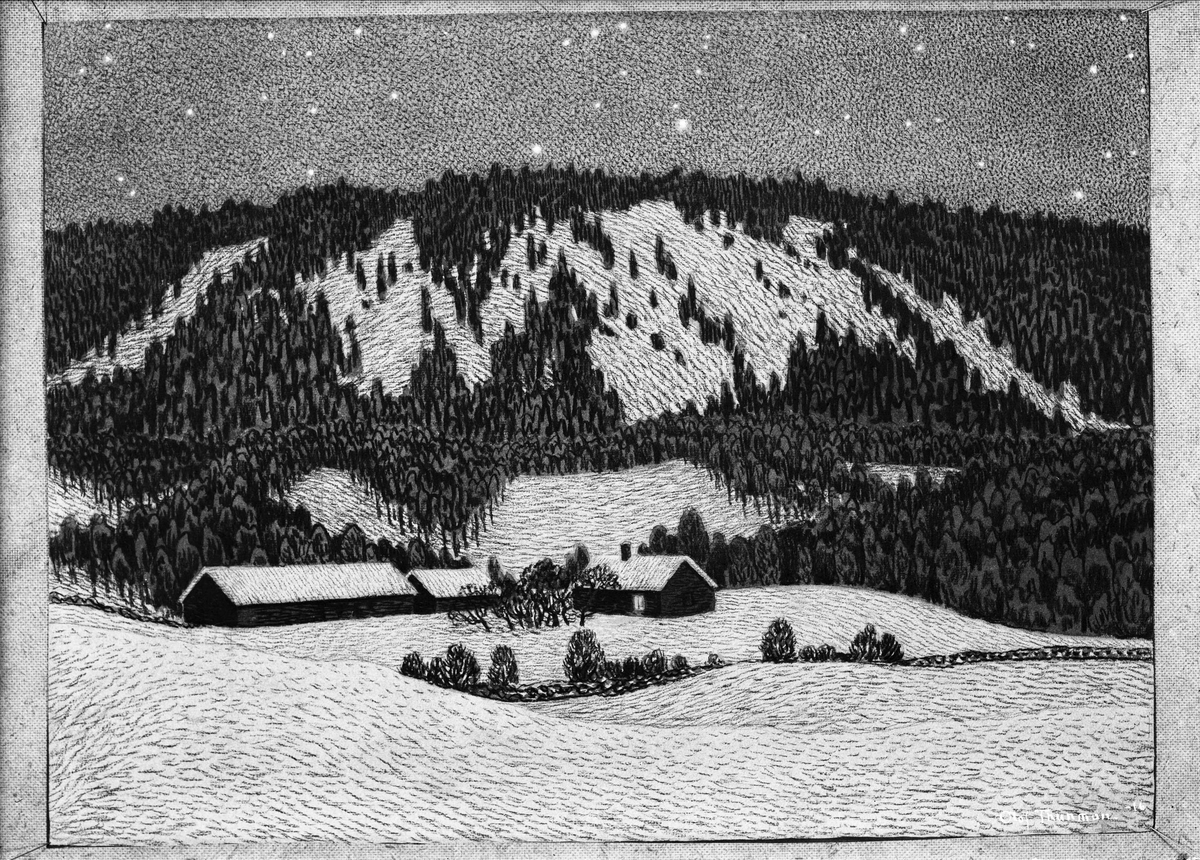 Paul Sandberg, Konstverk - grafiskt blad signerat 1916 av konstnären Olof Thunman