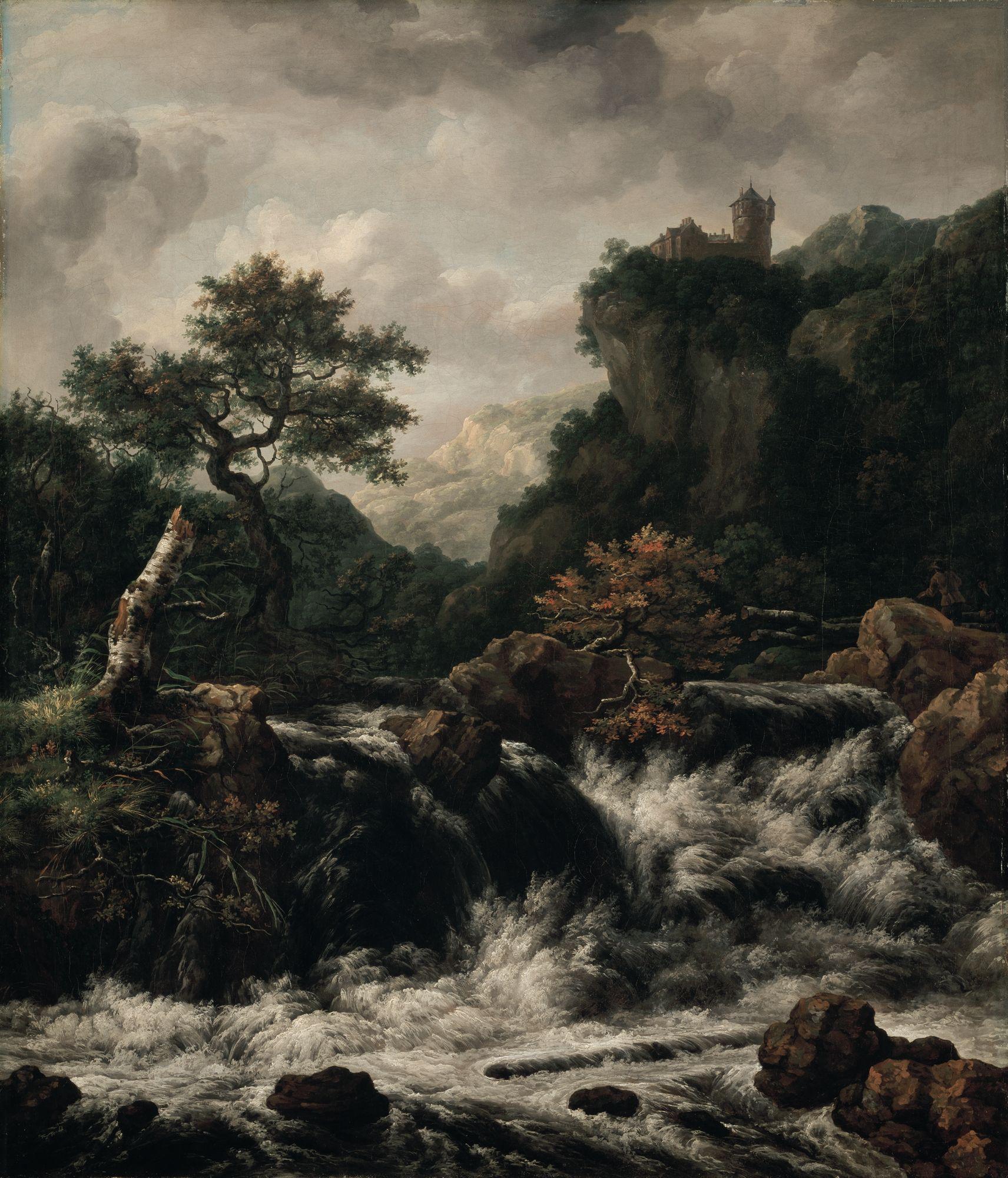 Johan Christian Dahl, Mountainous landscape with waterfall, after Jacob van Ruisdael