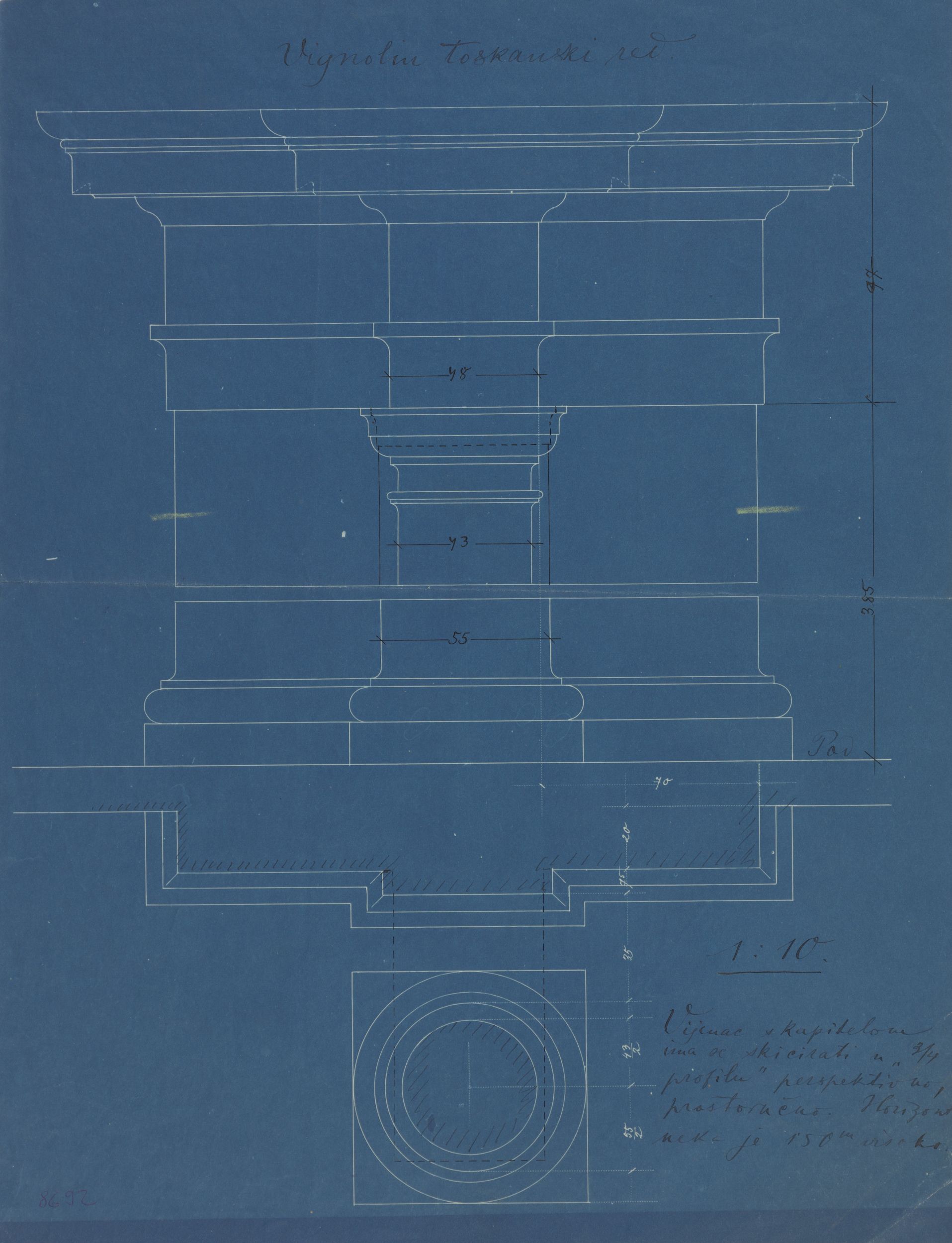 Viktor Kovačić, Stambena zgrada Frank, studija toskanskog stupa