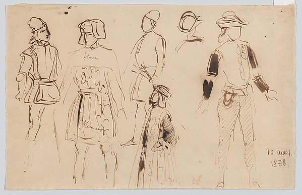Eugène Delacroix, Six Costume Studies for "Goetz von Berlichingen"