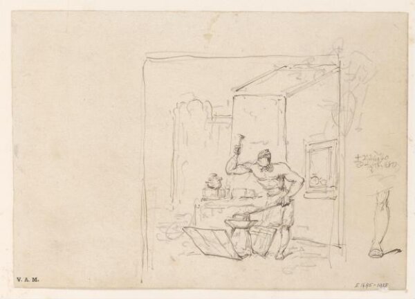 George Chinnery, A Chinese blacksmith hammering at his anvil