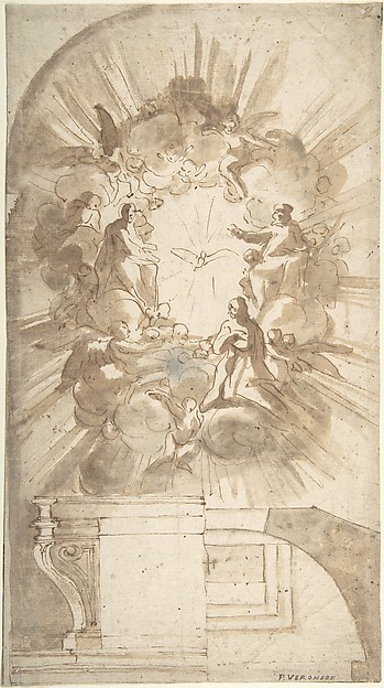 Anonymous, Italian, 16th century, Design for an Altar with a Celestial Subject Above