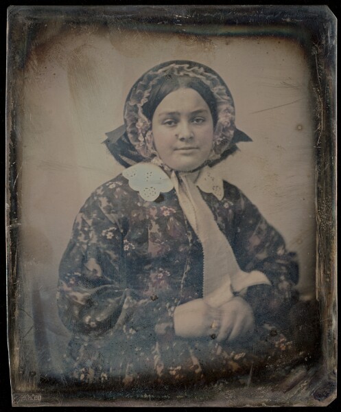 Unknown, [Portrait of a Seated Woman in Bonnet]