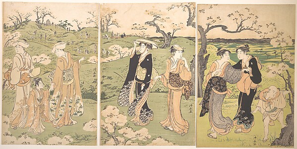 Torii Kiyonaga, Young Ladies Viewing Cherry–blossoms at Asukayama