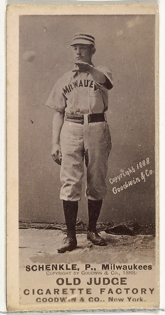 Goodwin & Company, William Shenkel, Pitcher, Milwaukee, from the Old Judge series (N172) for Old Judge Cigarettes