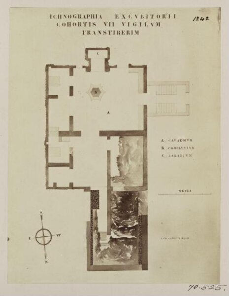 Parker, John Henry, Excavations, 1868 - Plan of the Excubitorium Cohortis VII. Vigilum in the Trastevere.