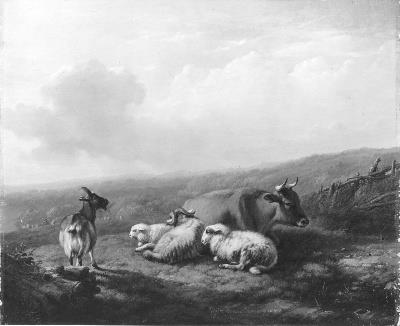 Eugène Verboeckhoven, Een bergachtig landschap met rustend vee