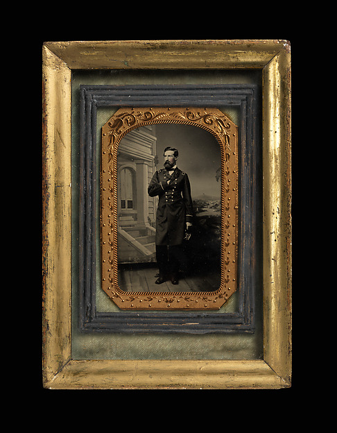 Unknown, [Union Civil War General, Standing in Studio with Elaborate Painted Backdrop]