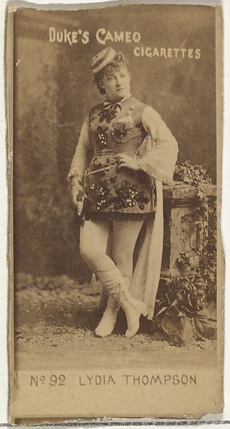 W. Duke, Sons & Co., Card Number 92, Lydia Thompson, from the Actors and Actresses series (N145-4) issued by Duke Sons & Co. to promote Cameo Cigarettes