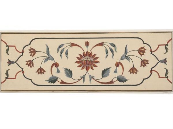 Unknown, Six drawings of the cenotaph of Mumtaz Mahal, Taj Mahal, Agra, and details of the pietra-dura work.