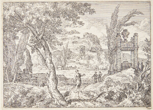 Abraham Genoels, Arkadisk landskab med et mausoleum