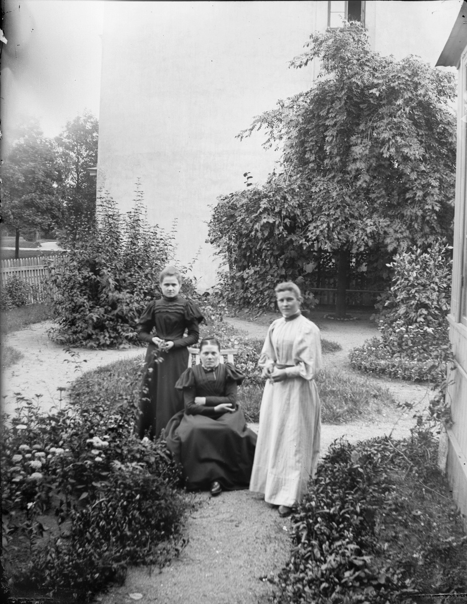 Henri Osti's Fotografiateliér, Kvinnor i trädgården, Bredgränd 11, Uppsala före 1914
