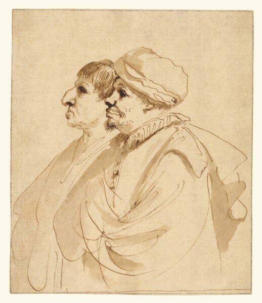 Guercino, Caricature of Two Men Seen in Profile