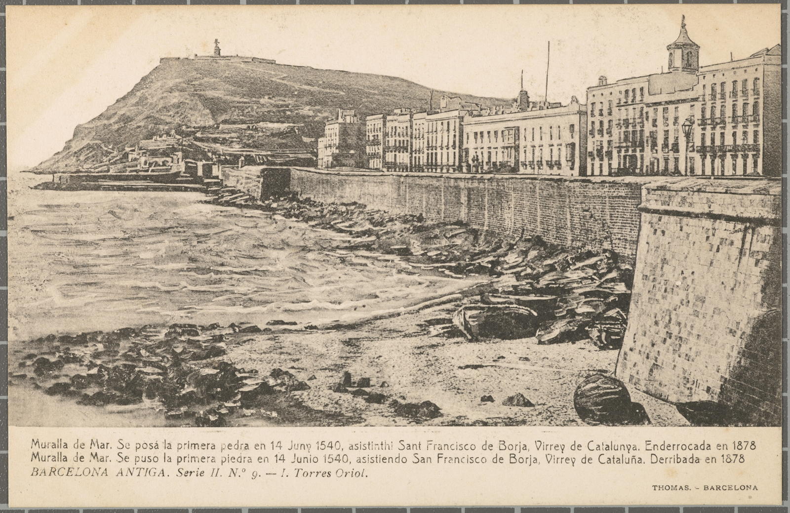 Josep (atribuïda) Thomas Bigas, BARCELONA ANTIGA. Series II. No. 9. - E. Torres Oriol. Wall of Mar
