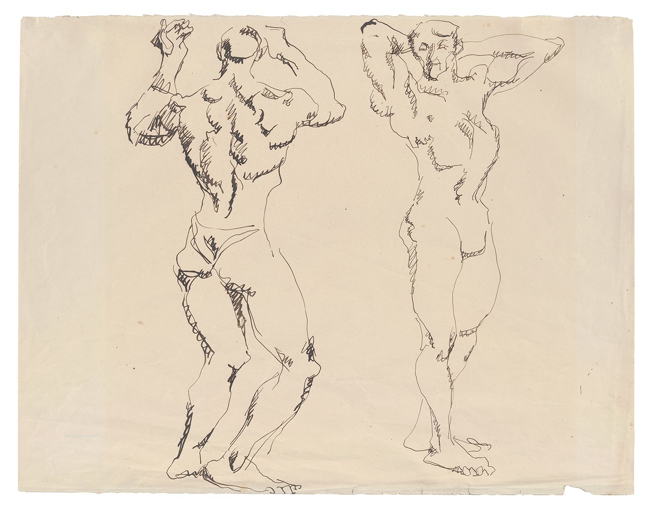 Unknown artist, Two male nudes (Zwei männliche Akte)