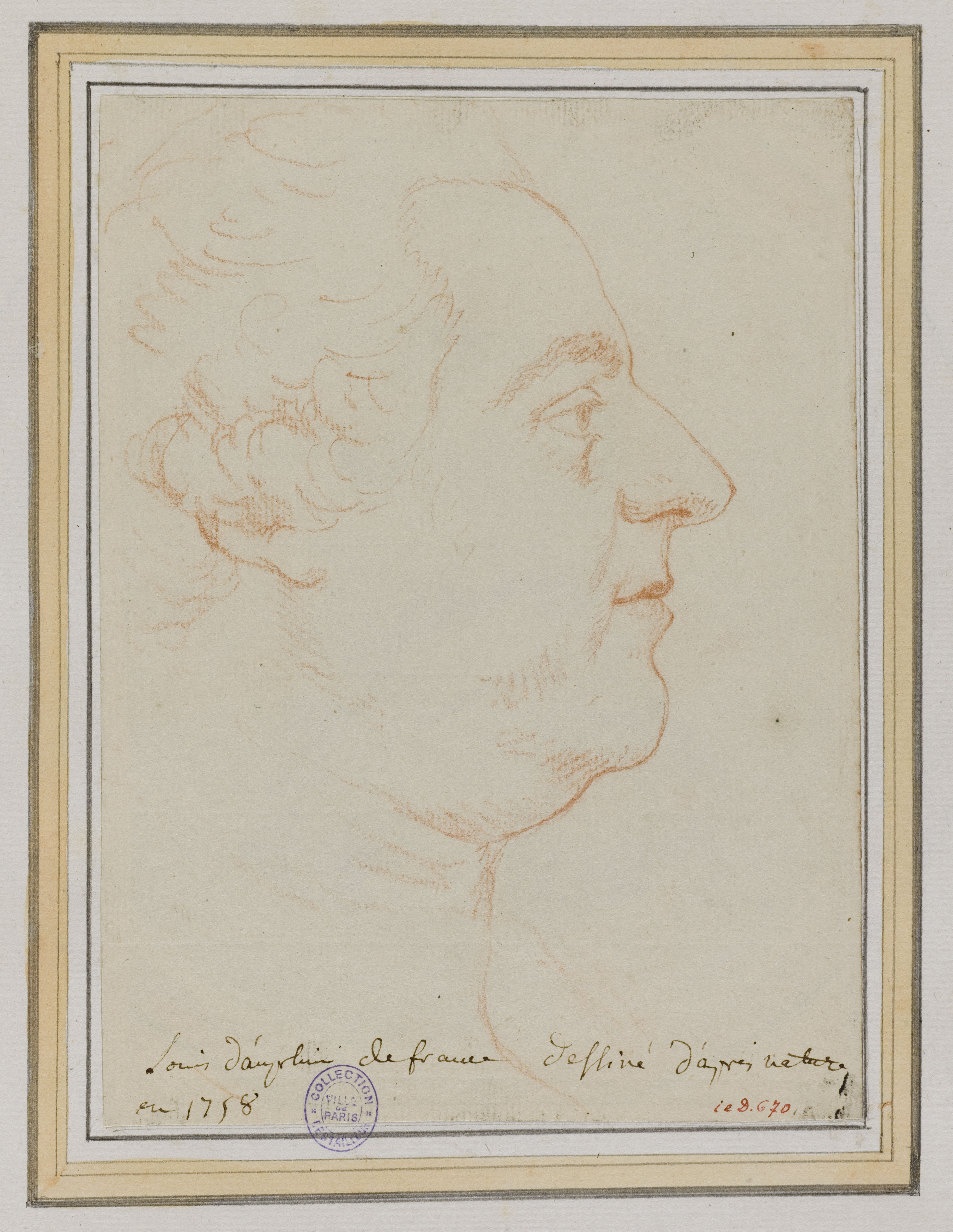 Pierre Simon Benjamin Duvivier, Portrait de Louis, Dauphin de France dessiné d'après nature en 1758, profil à droite