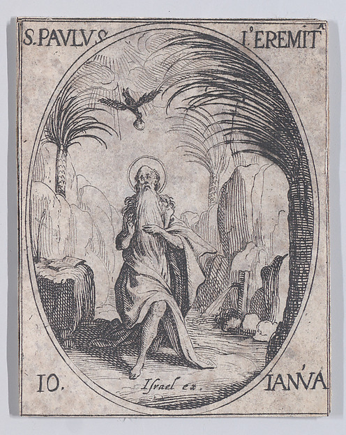 Jacques Callot, S. Paul, ermite (St. Paul, Hermit), January 10th, from "Les Images De Tous Les Saincts et Saintes de L'Année" (Images of All of the Saints and Feast Days of the Year)