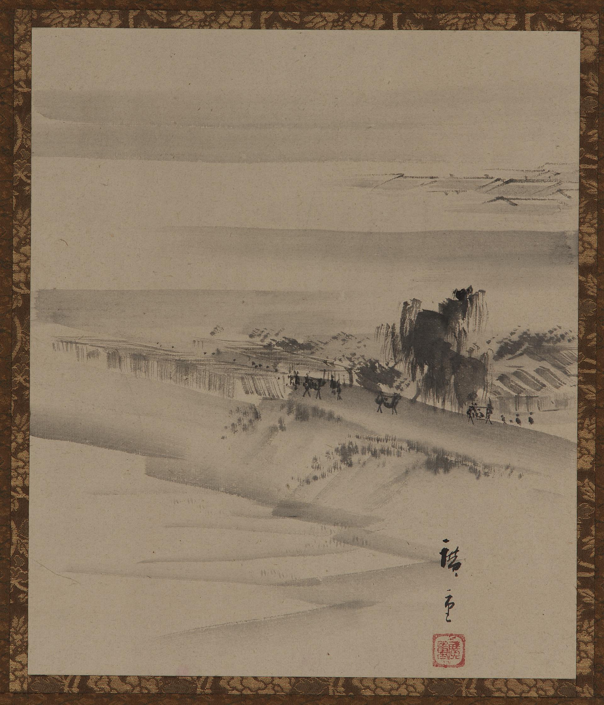 Utagawa Hiroshige II, Landscape: river, town and mist
