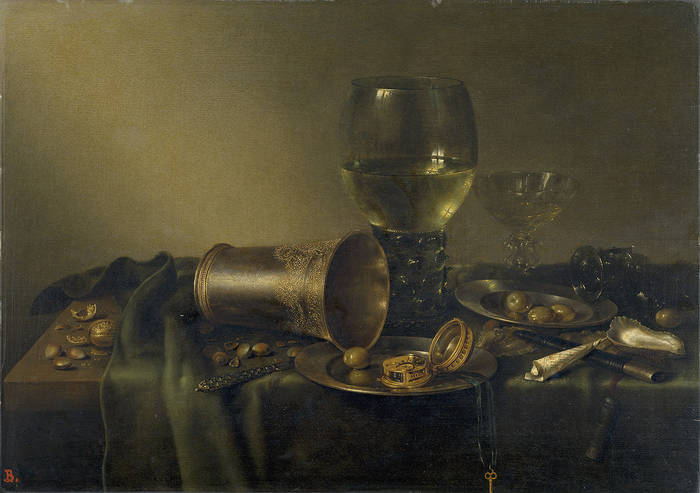 Willem Claesz. Heda, Still Life with Silver Beaker and Clock