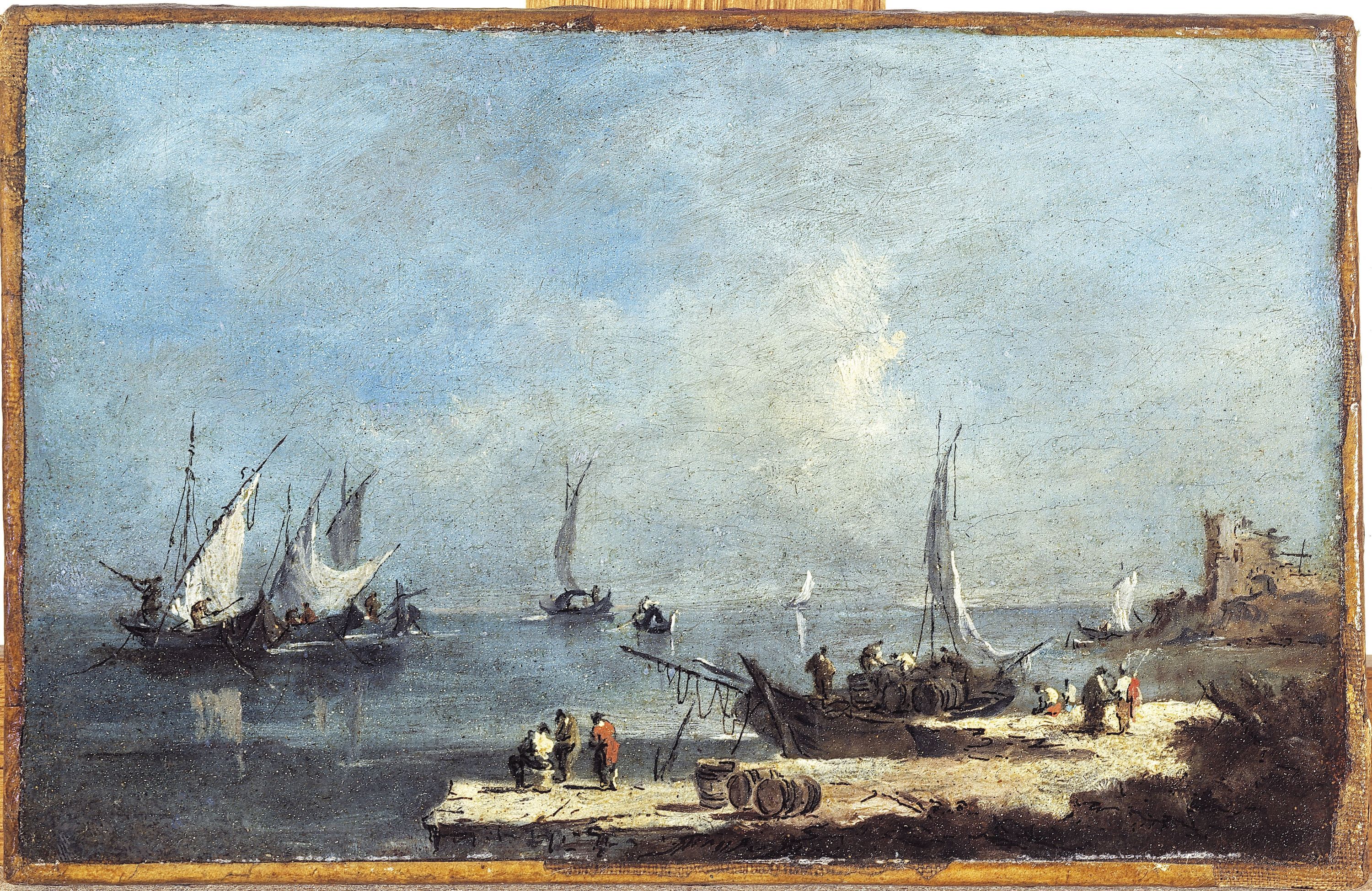 Francesco Guardi, Vue d'un port, sur la lagune