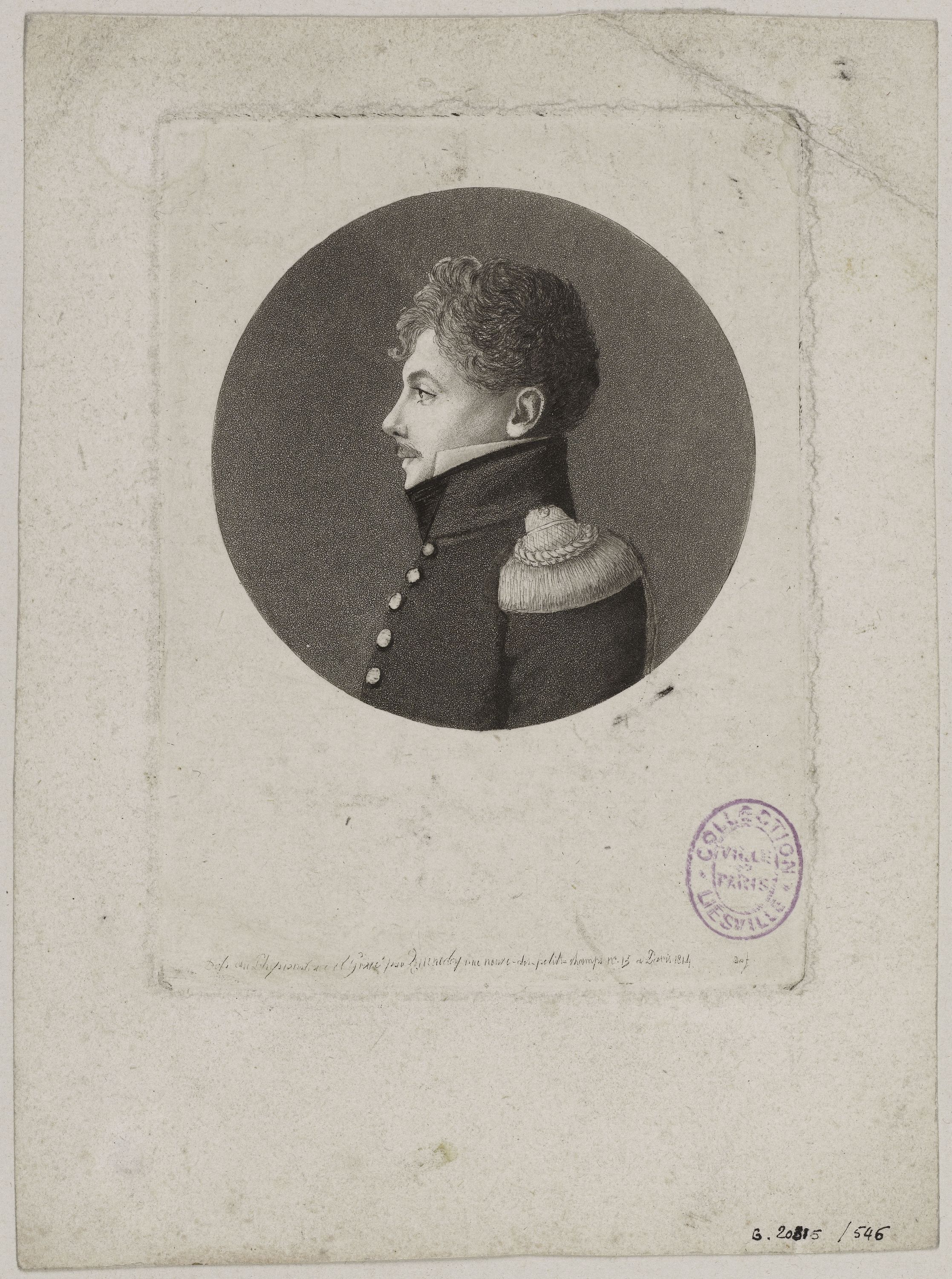 Edmé Quenedey, Portrait d'un homme, représentant un militaire, fin XVIIIème siècle/début XIXème siècle