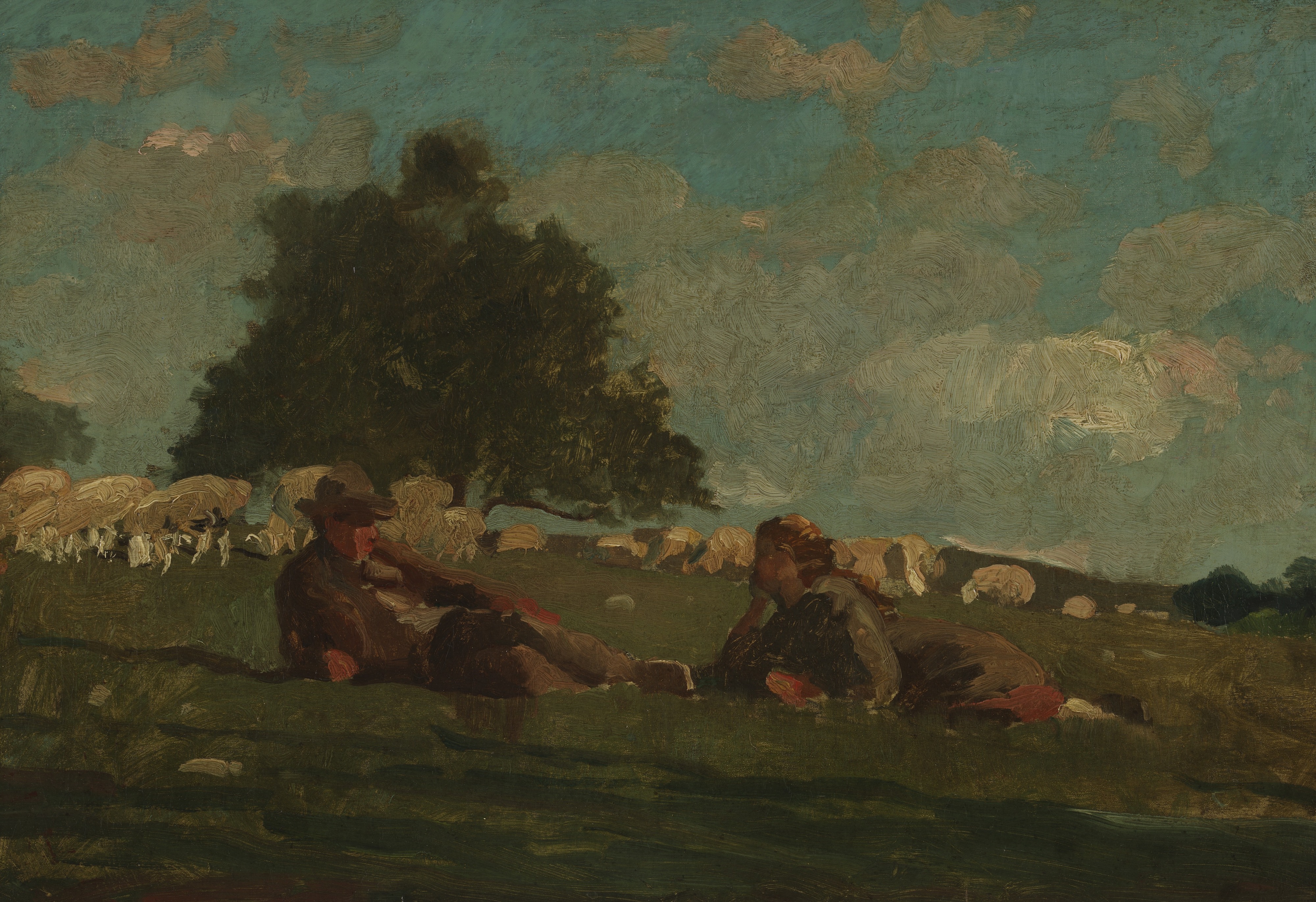 Winslow Homer, Boy and Girl in a Field with Sheep